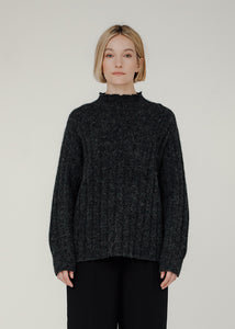 Bare Knitwear Demi Mock Neck in Basalt