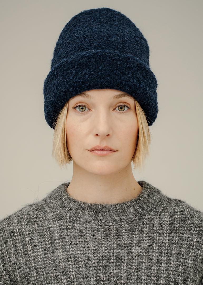 Bare Knitwear Remi Beanie in Navy