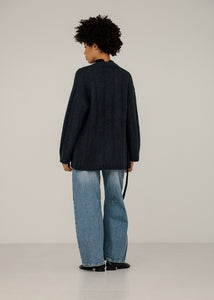 Bare Knitwear Roan Wrap Cardigan in Denim