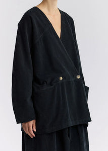 Black Crane - Corduroy Geometric Jacket in Dark Grey