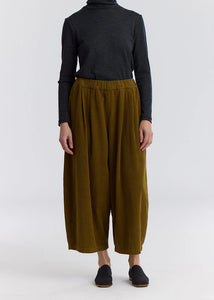 Black Crane - Corduroy Wide Pants in Dark Olive