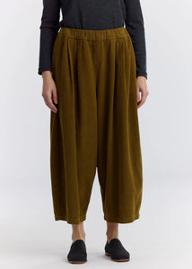 Black Crane - Corduroy Wide Pants in Dark Olive
