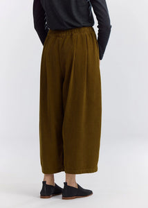 Black Crane - Corduroy Wide Pants in Dark Olive