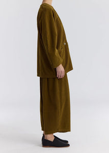 Black Crane - Corduroy Wide Pants in Dark Olive