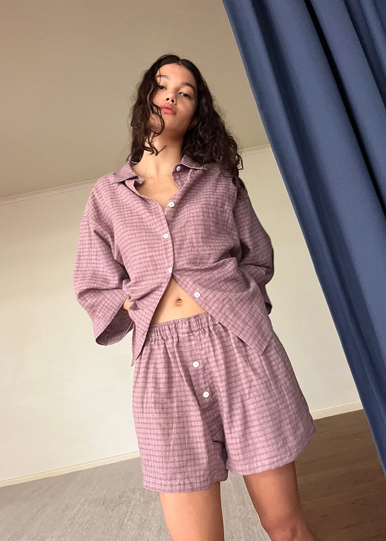 Deiji Studios - The 03 Sleepwear Set in Musk Check