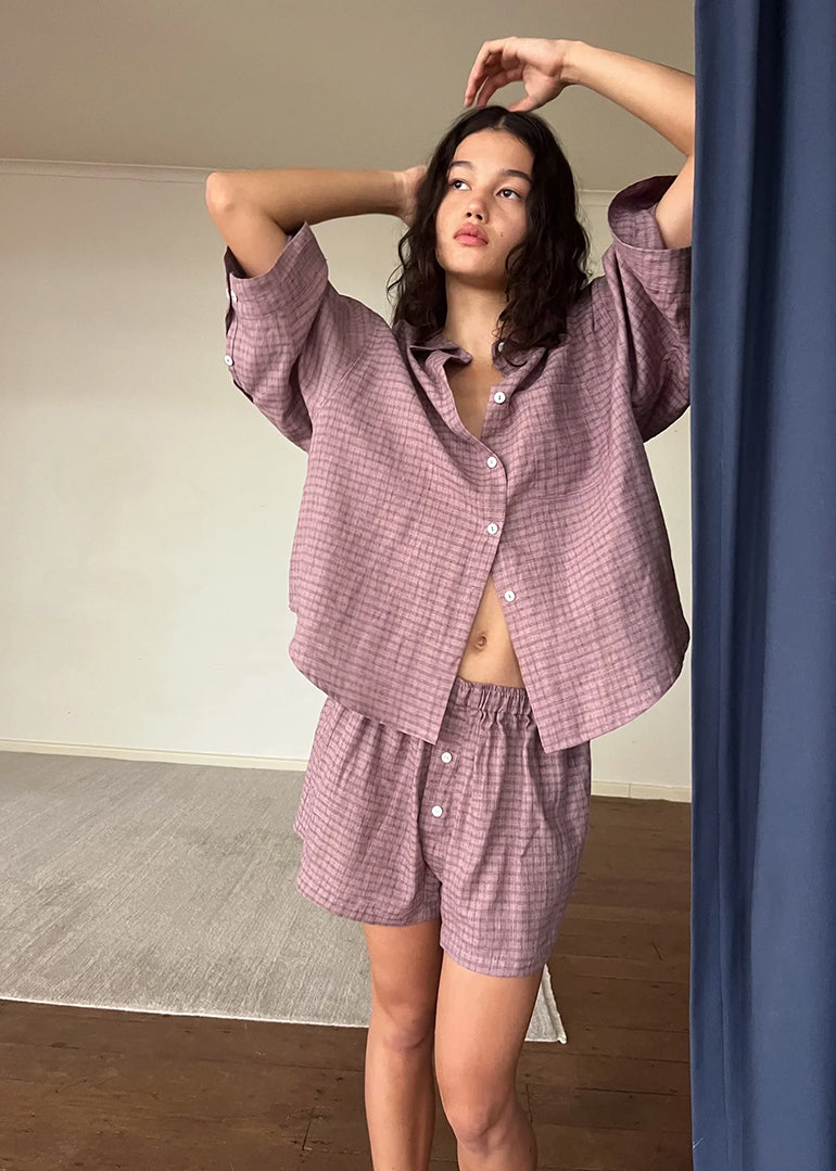 Deiji Studios - The 03 Sleepwear Set in Musk Check