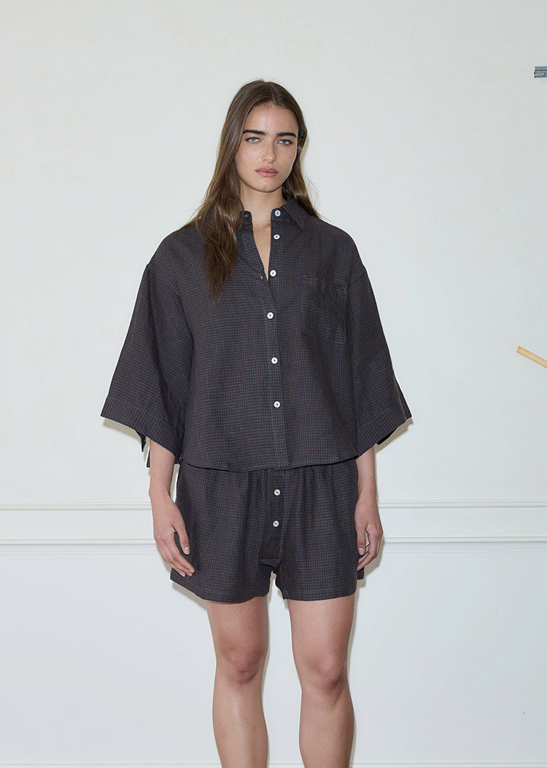 Deiji Studios The 03 Sleepwear Set in Slate Check Charlie Lee