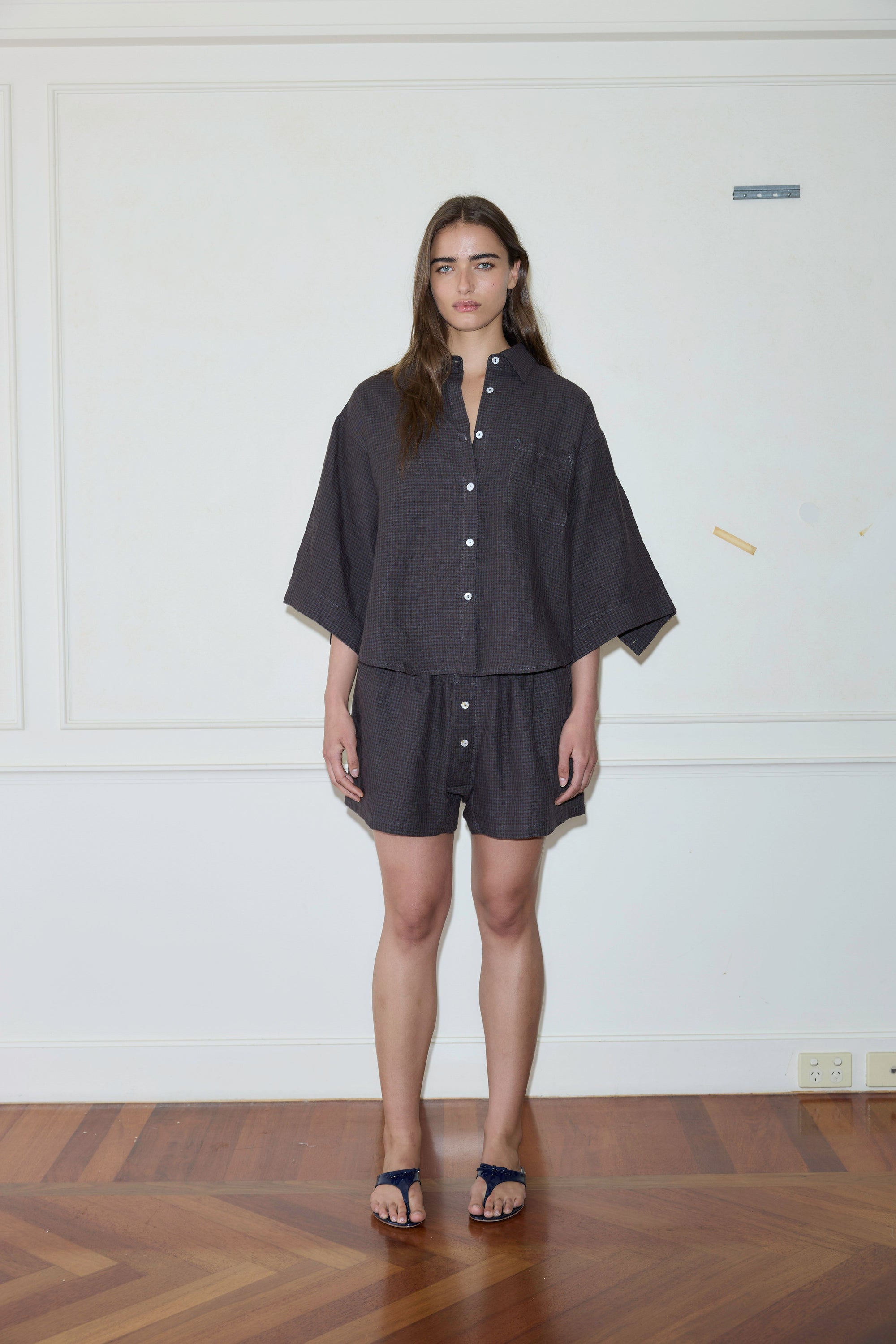 Deiji Studios - The 03 Sleepwear Set in Slate Check