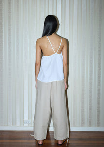 Deiji Studios - The Drawcord Wide Leg Pant in Cream