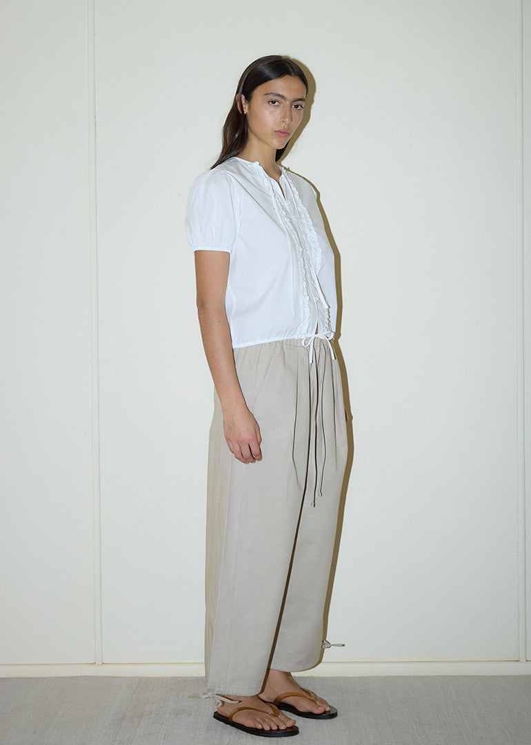 Deiji Studios - The Drawcord Wide Leg Pant in Cream