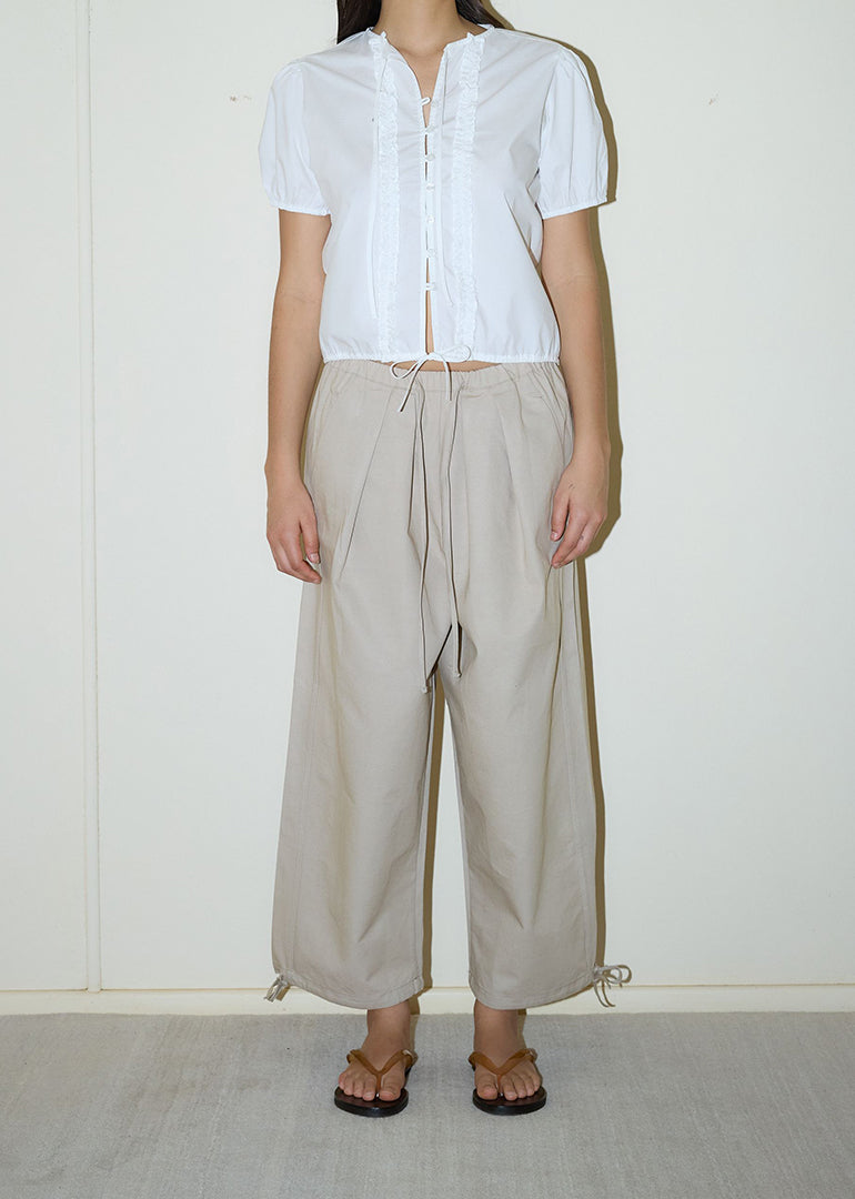 Deiji Studios - The Drawcord Wide Leg Pant in Cream