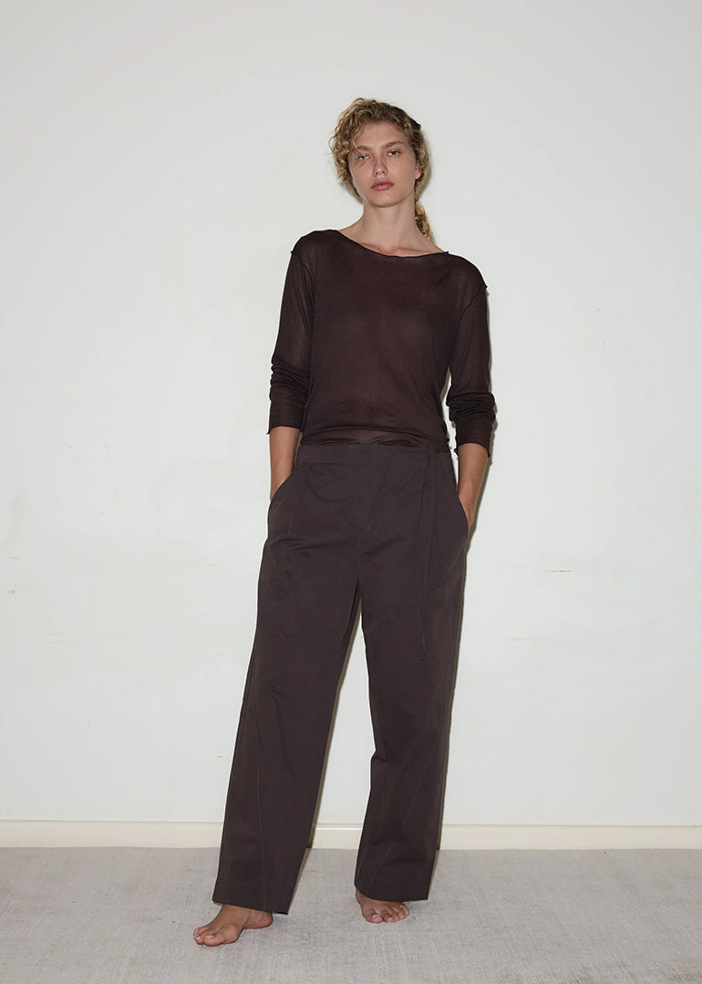 Deiji Studios - The Flag Tie Pant in Dark Brown