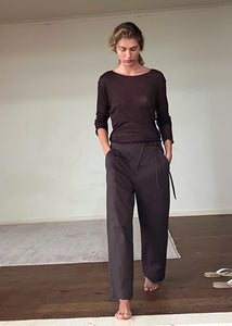 Deiji Studios - The Flag Tie Pant in Dark Brown