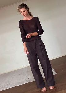 Deiji Studios - The Flag Tie Pant in Dark Brown