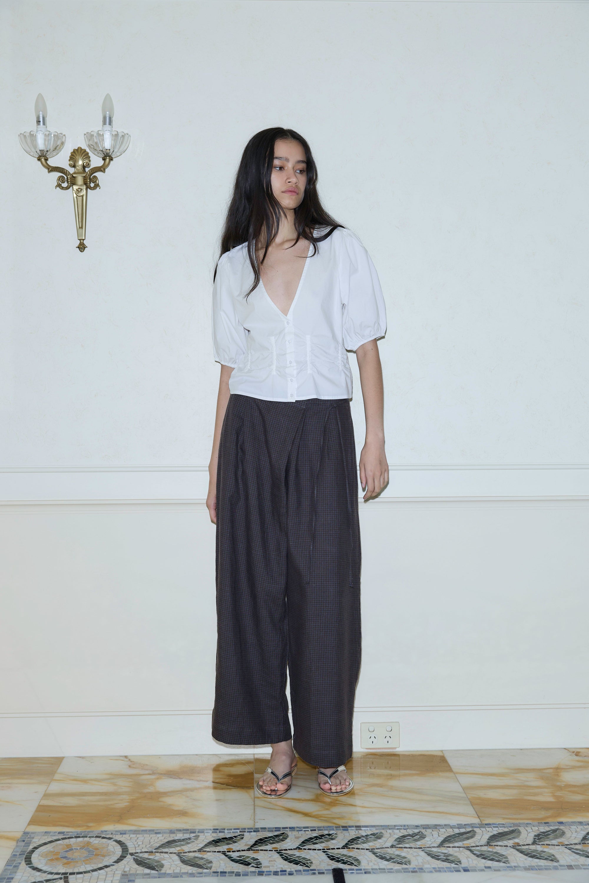 Deiji Studios - The Fold Pant in Slate Check