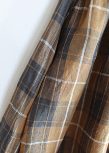 Ichi Antiquites - Linen Tartan Shirt in Brown