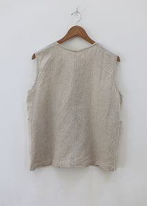 Ichi Antiquites - Linen Vintage Style Vest in Natural