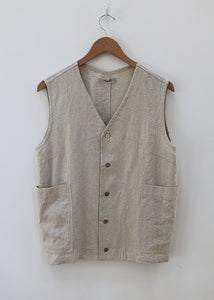 Ichi Antiquites - Linen Vintage Style Vest in Natural