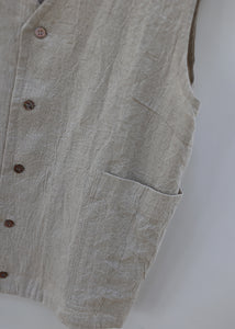 Ichi Antiquites - Linen Vintage Style Vest in Natural