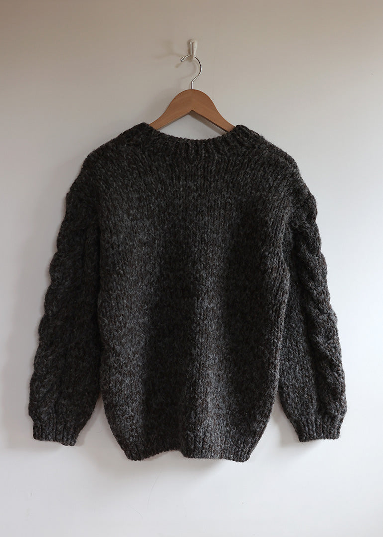 Ichi Antiquites - Peru Hand Knit Cardigan in Charcoal