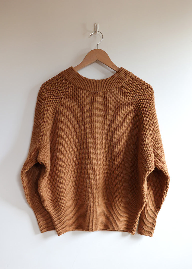 Ichi Antiquites - Ridge Knitting Cardigan in Camel