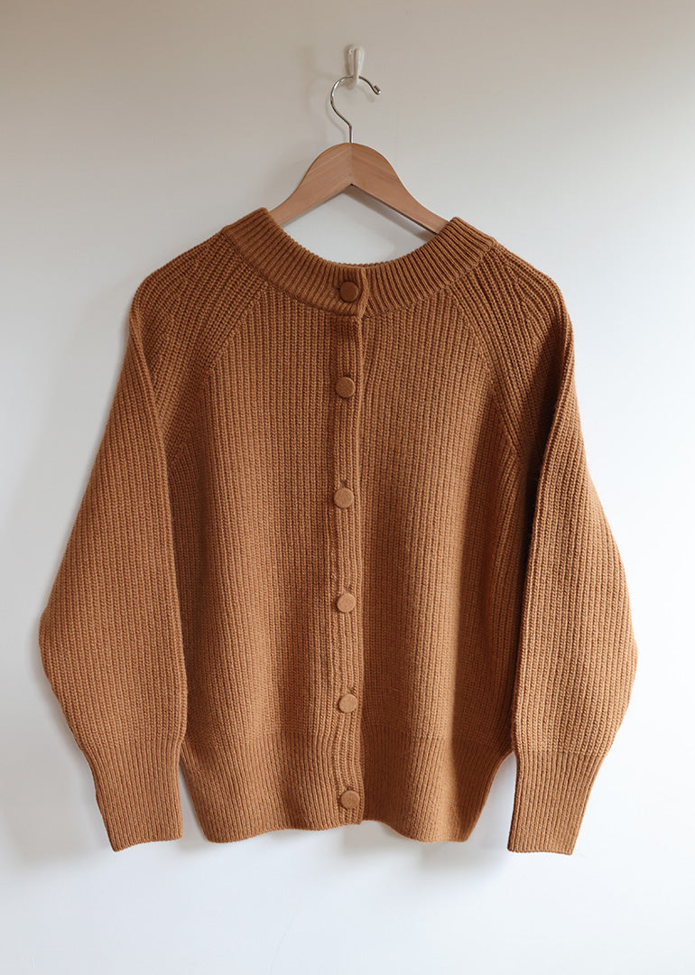 Ichi Antiquites - Ridge Knitting Cardigan in Camel