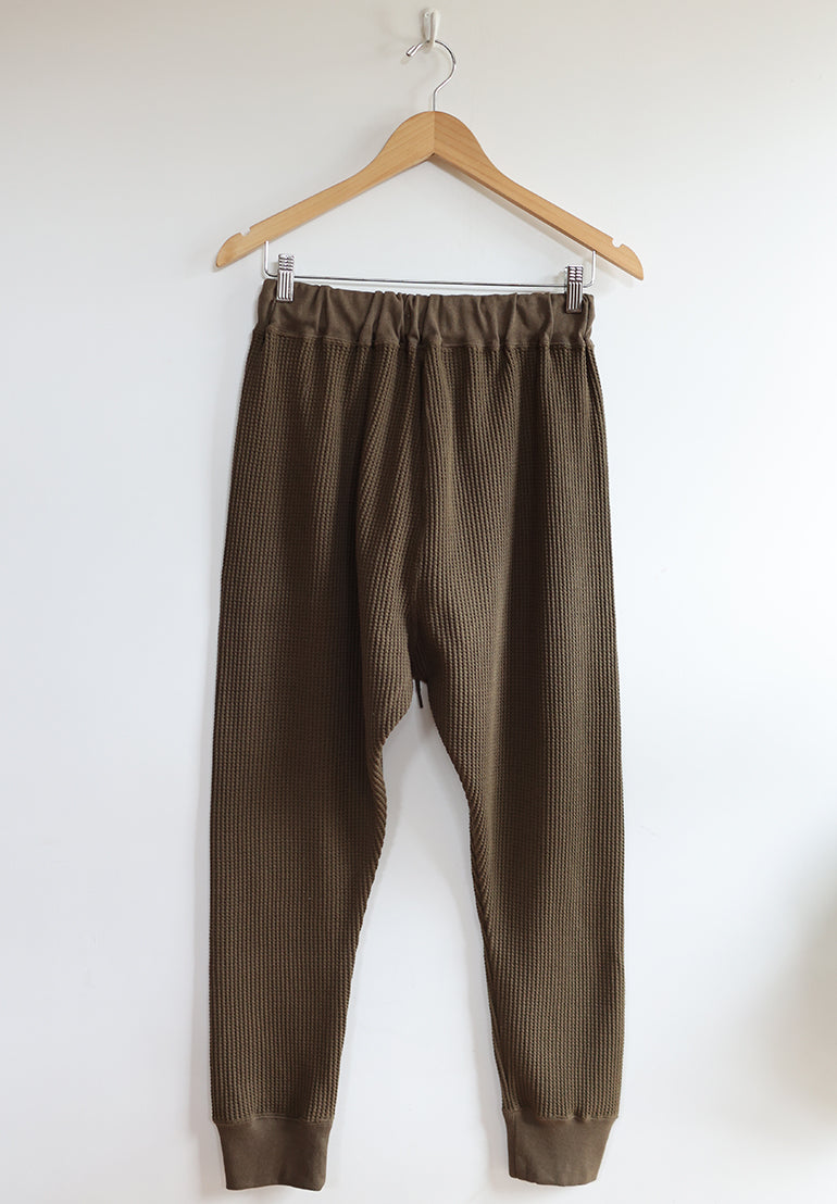 Ichi Antiquites - Waffle Knit Pants in Khaki (Olive Green)