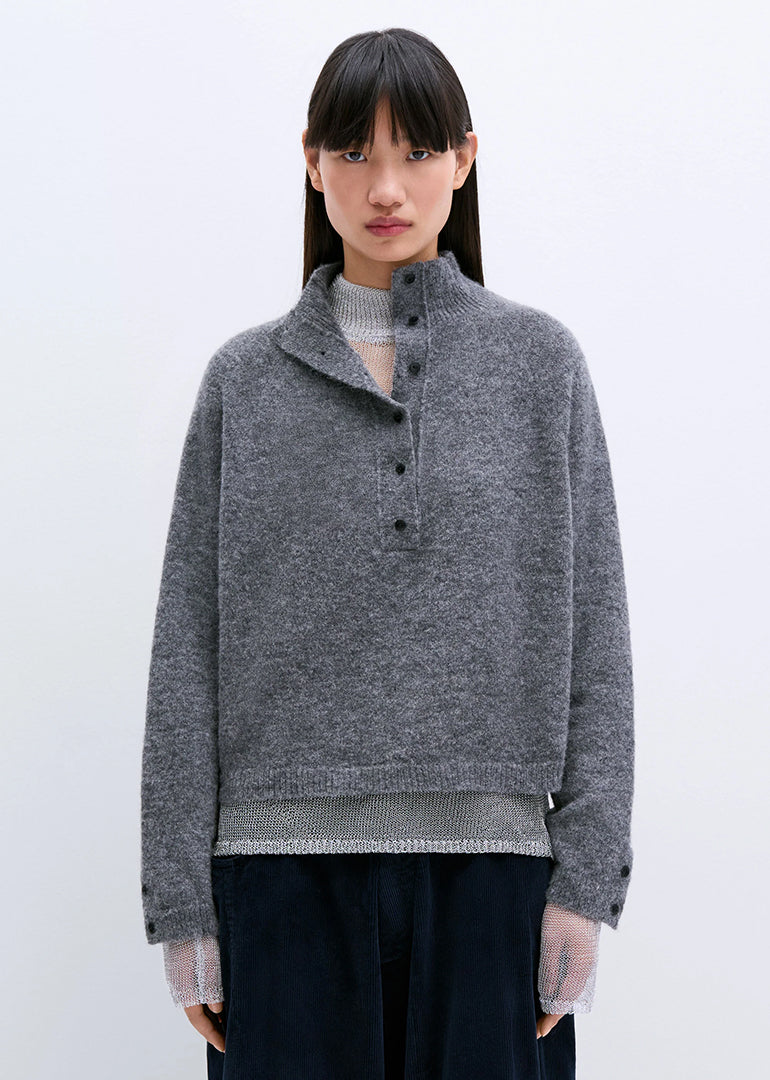 Cordera - Baby Alpaca Polo Sweater in Grey