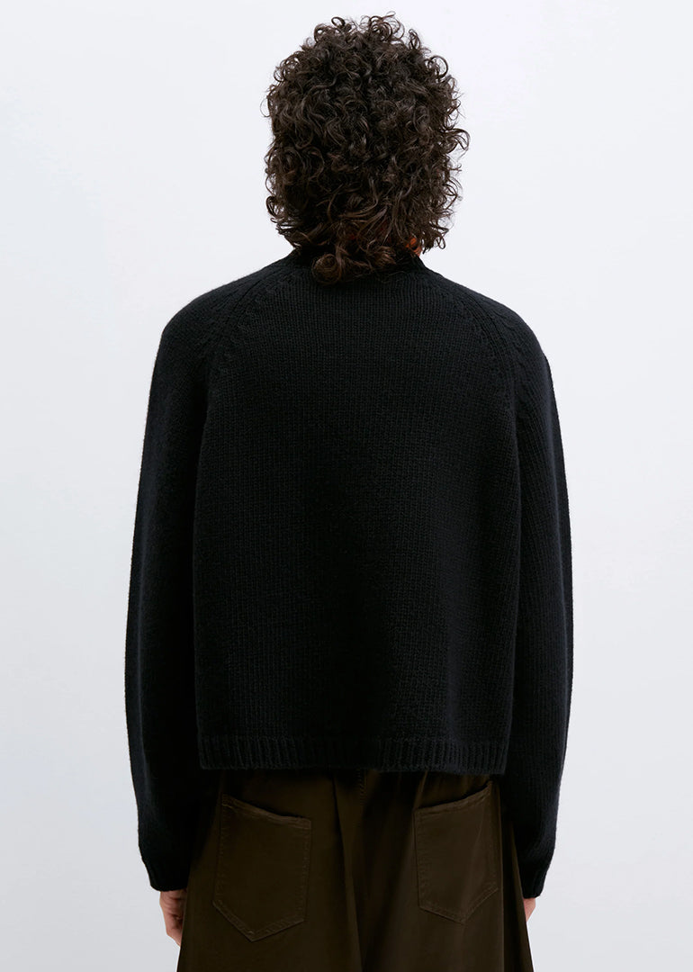 Cordera - Merino Wool Stitched Cardigan in Black