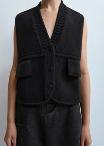 Cordera - Cotton Pockets Waistcoat in Black