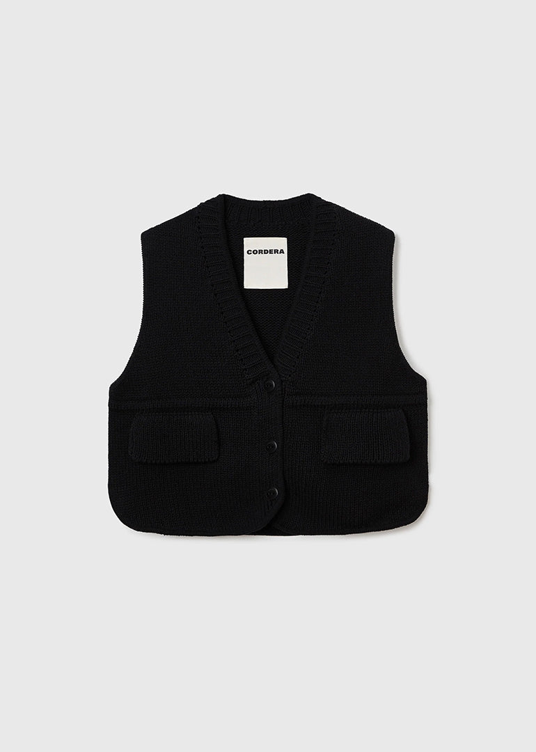 Cordera - Cotton Pockets Waistcoat in Black