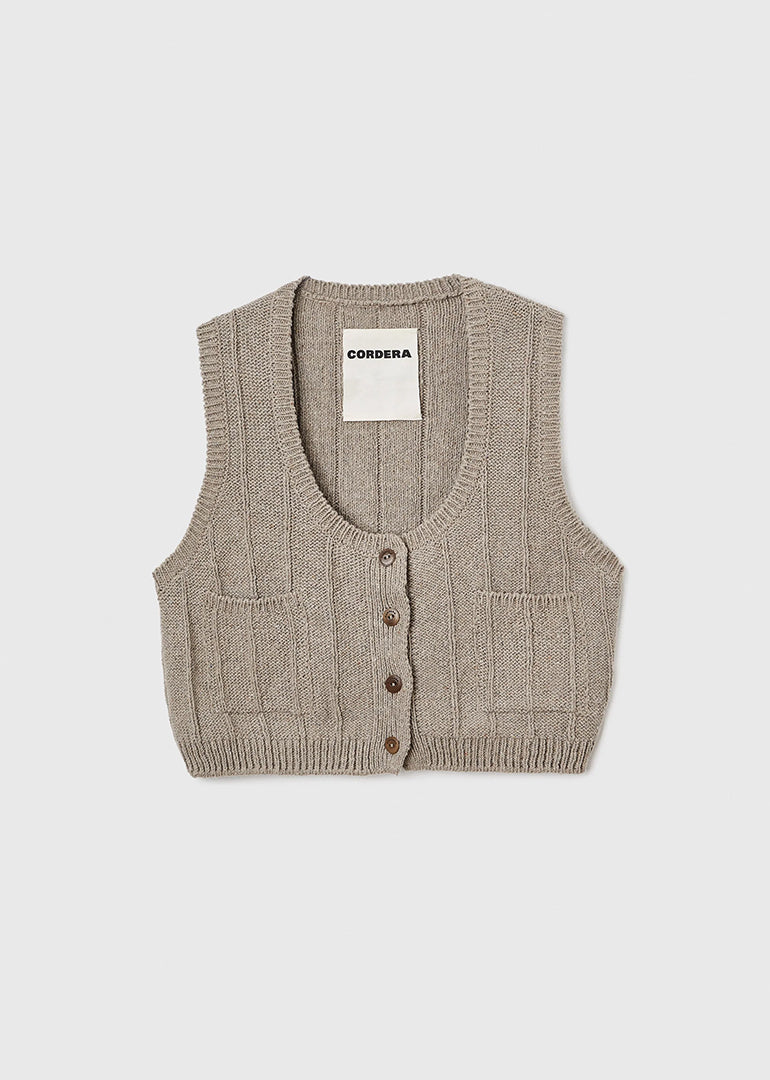 Cordera - Heather Cotton Waistcoat in Taupe