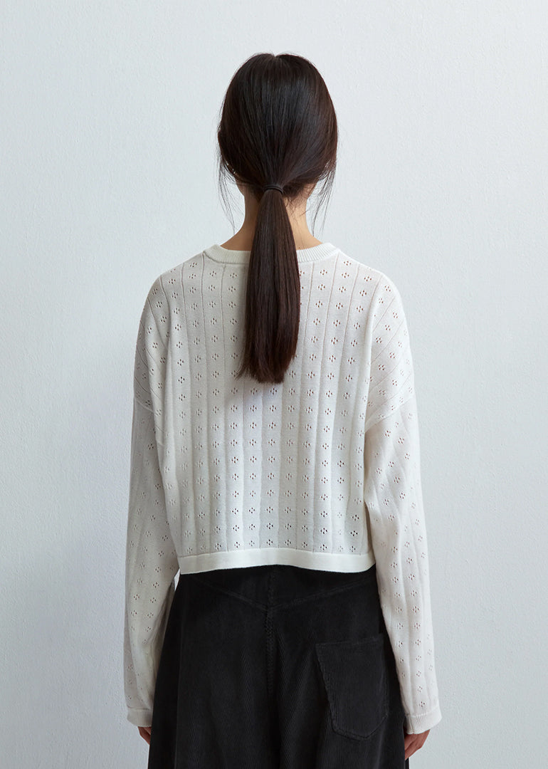 Cordera - Knitted Perle Cardigan in White