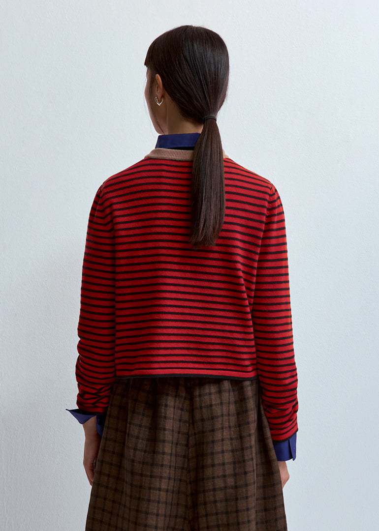 Cordera - Merino Wool Striped Shirt in Red